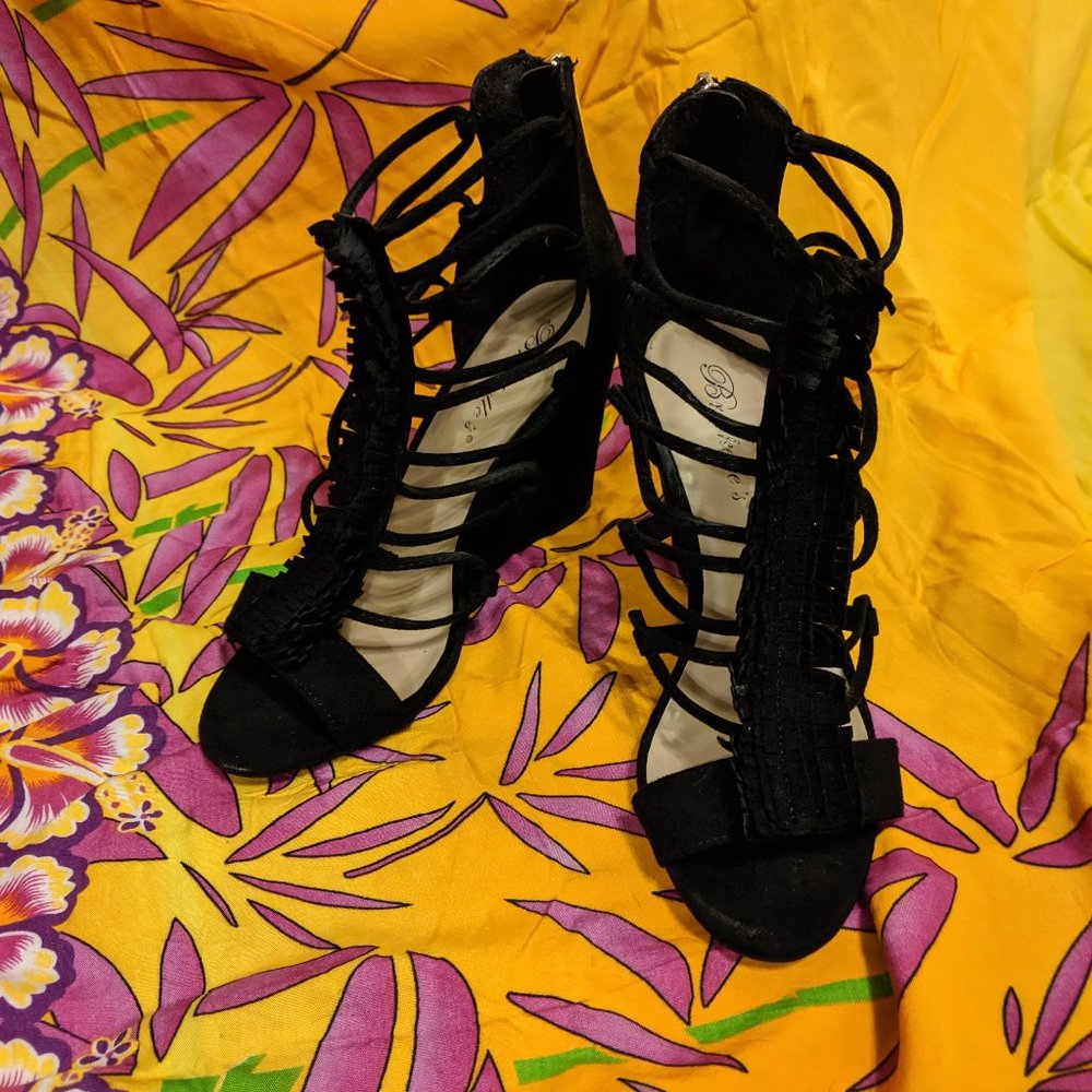 Black Suede Strap Sandal